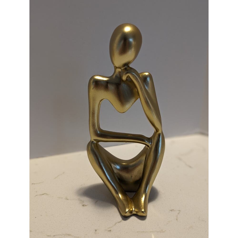 3 Gold Thinker Statues Abstract Art Decor Modern Collection Minimalist - Picture 3 of 13
